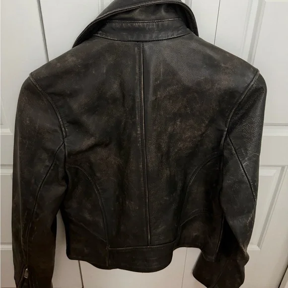 Abercrombie & Fitch women’s Black Leather Bomber-Style Jacket - Picture 4 of 6
